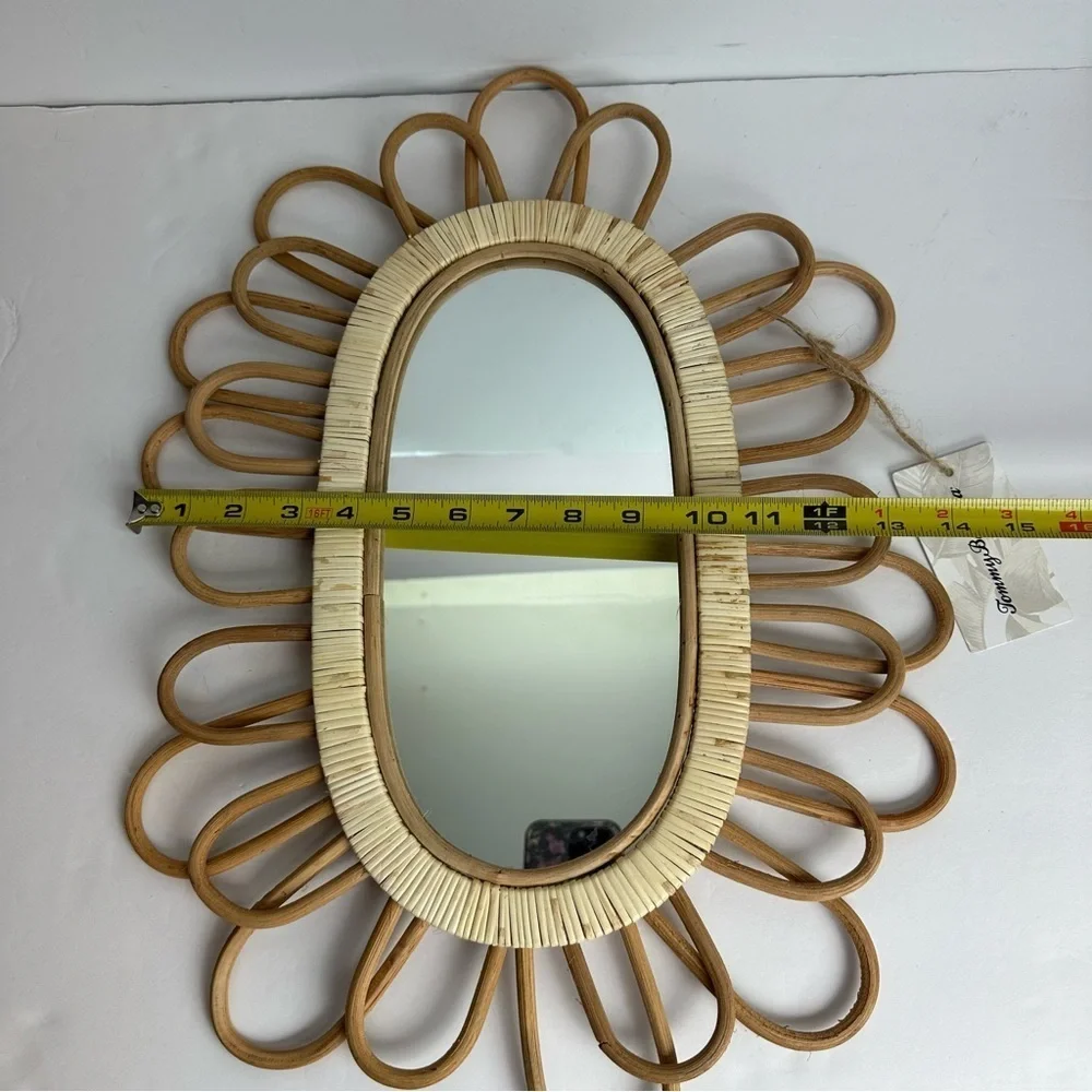 Tommy Bahama Wicker Oval Mirror Bohemian Boho NEW tan beach hippie decor floral